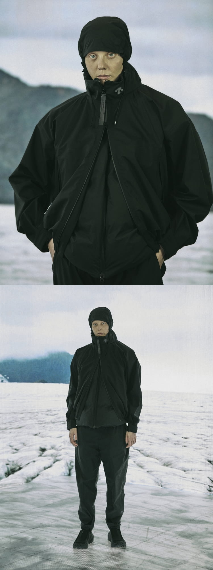 DESCENTE × N.HOOLYWOOD COMPILE SHELL JACKET ブラックの着用スタイリング