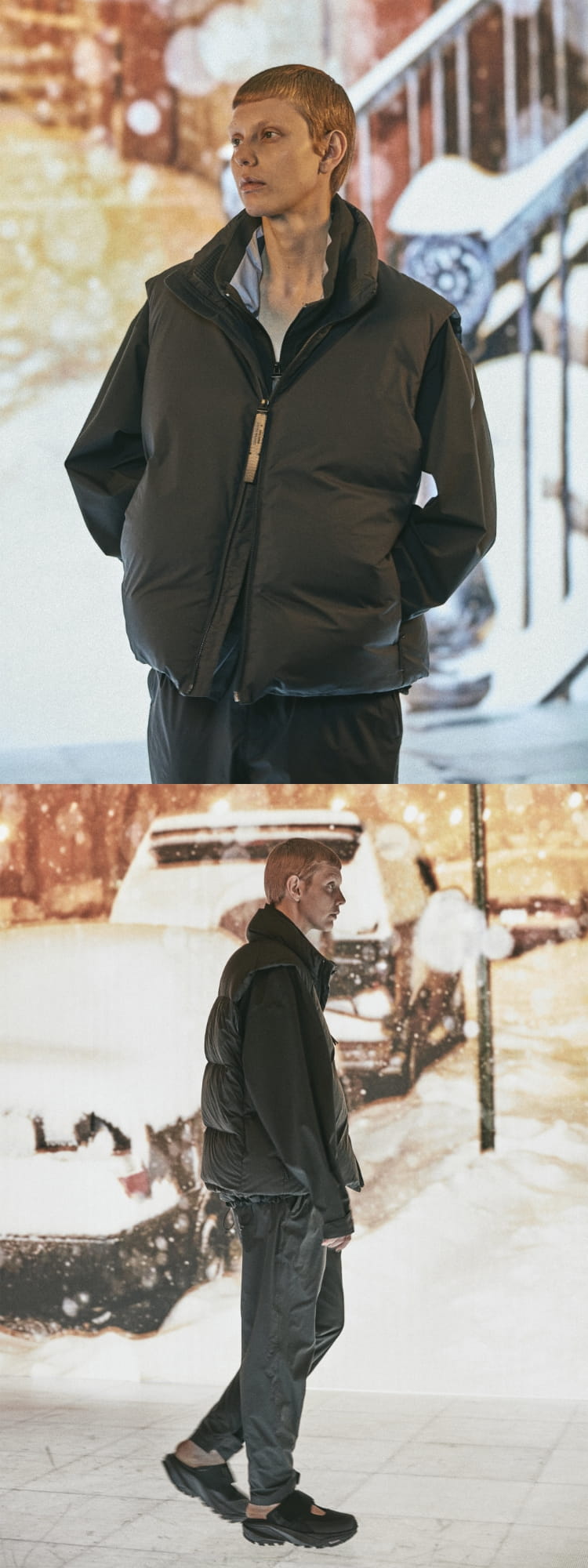 DESCENTE × N.HOOLYWOOD COMPILE DOWN VEST ブラックの着用スタイリング